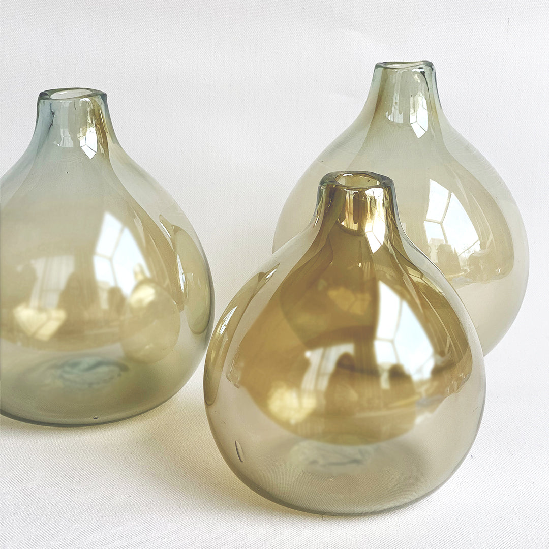 Recycled Belly Vase - Amber