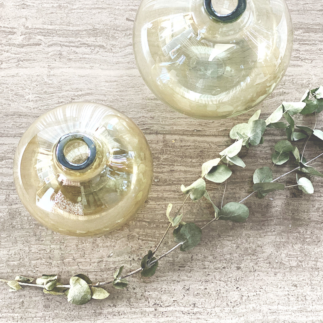 Recycled Belly Vase - Amber