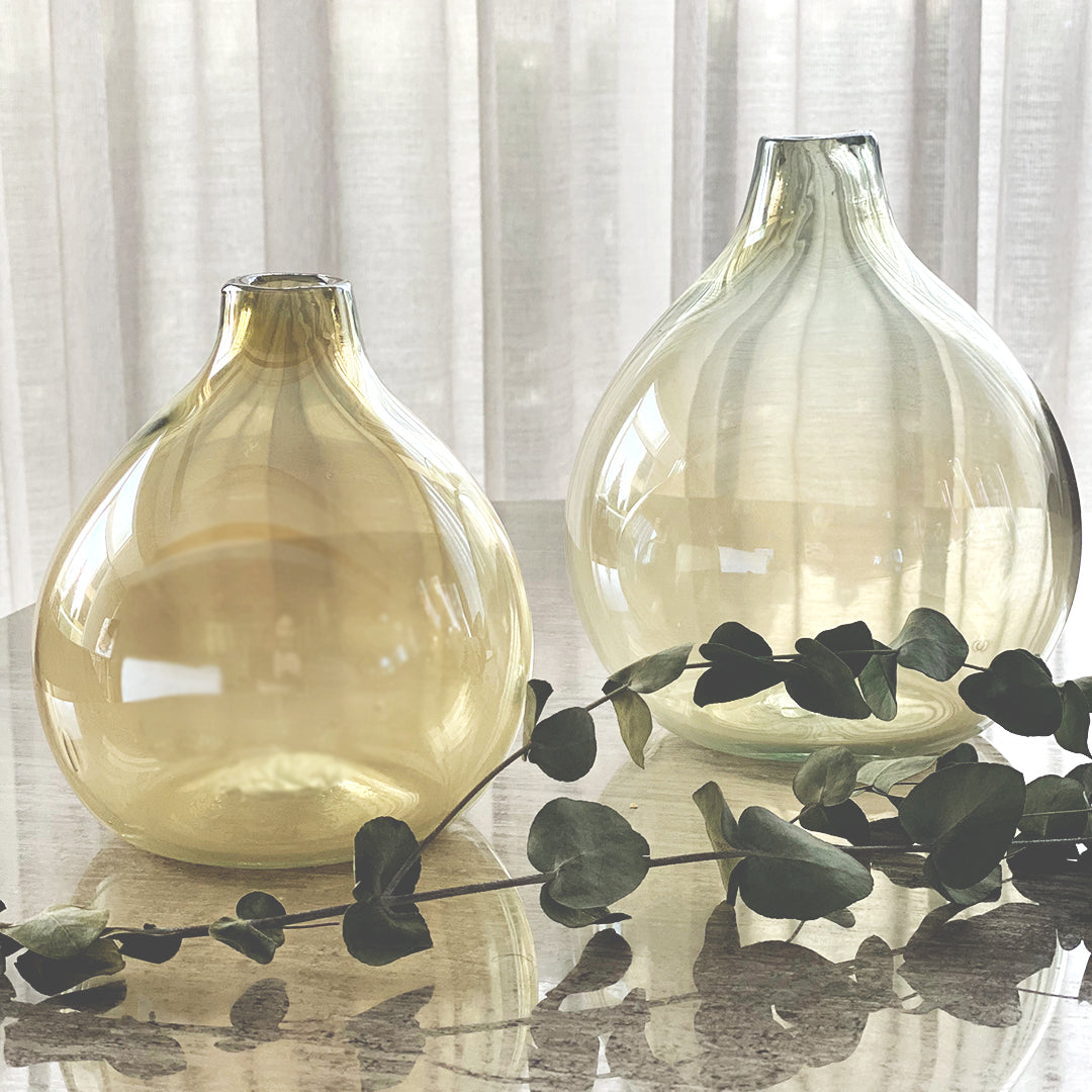 Recycled Belly Vase - Amber