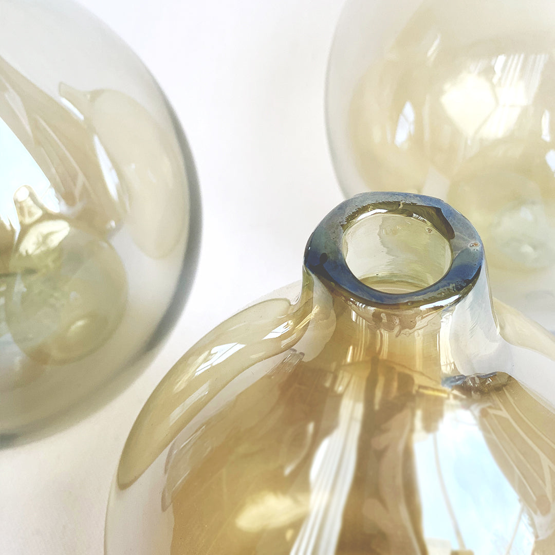 Recycled Belly Vase - Amber