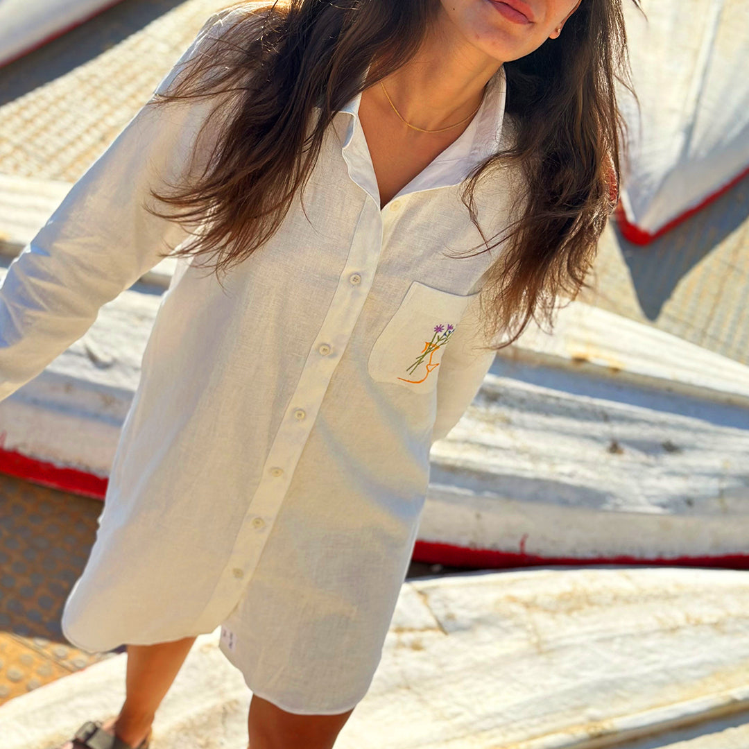 lebanon clothing slow fashion tailored white linen shirt beach dresses for women