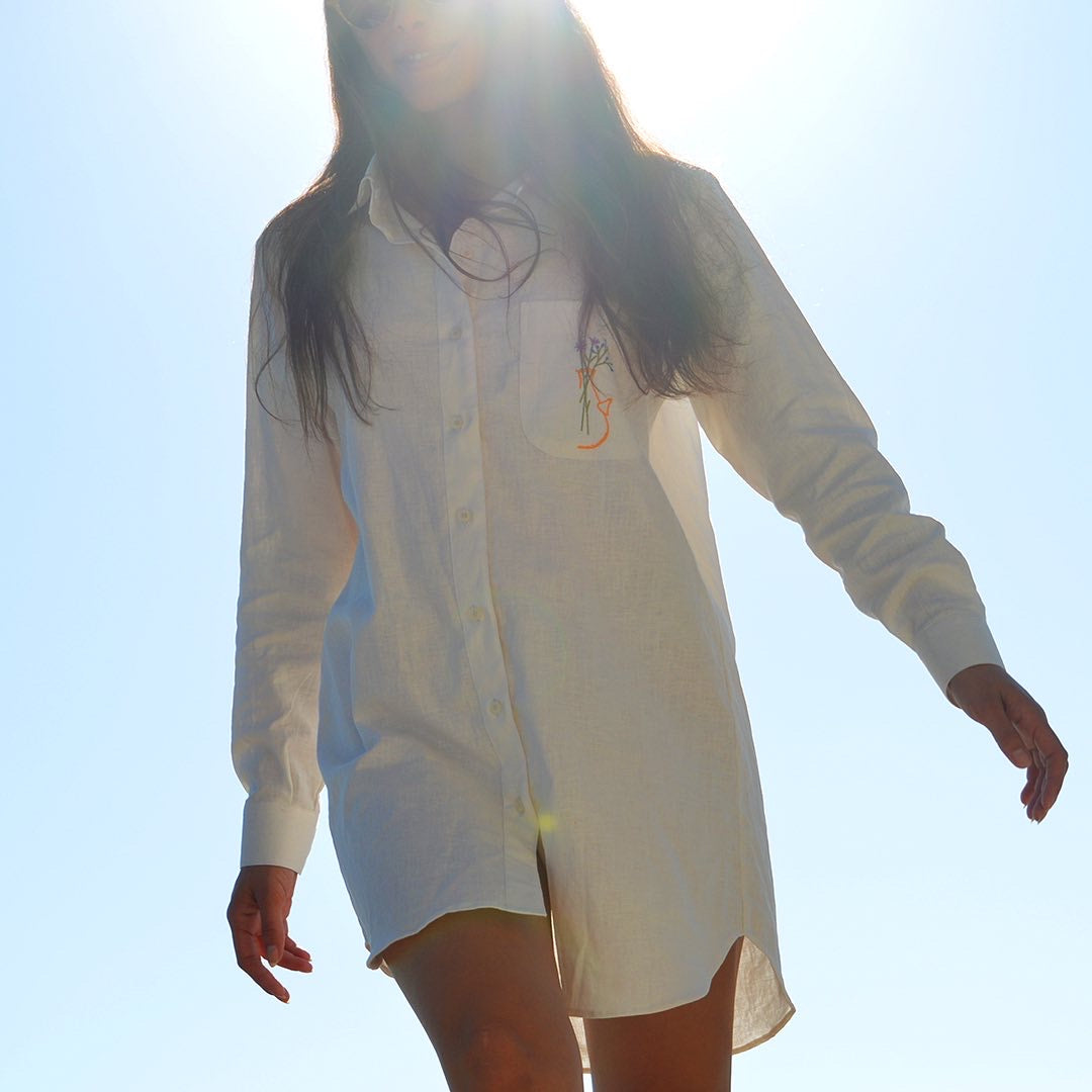 lebanon clothing slow fashion tailored white linen shirt beach dresses for women